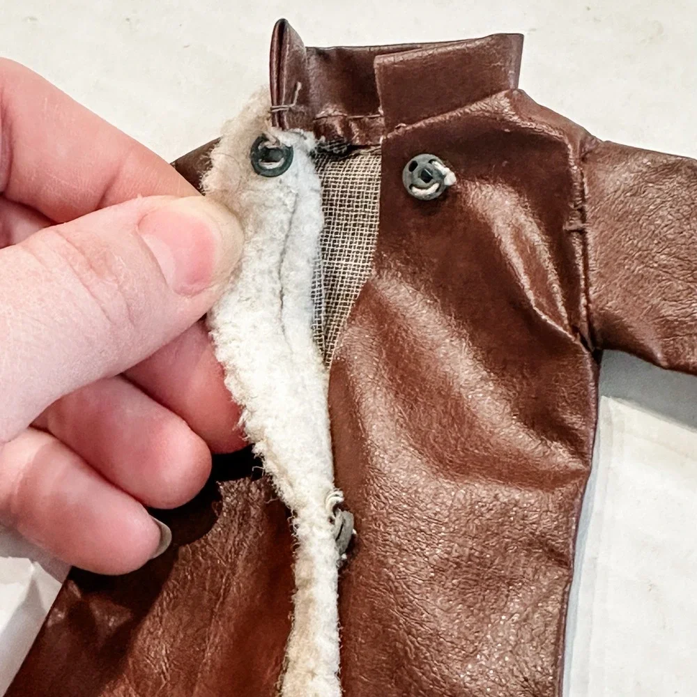 Vintage Barbie‎ Clone Brown Pleather Jacket With White Faux Fur